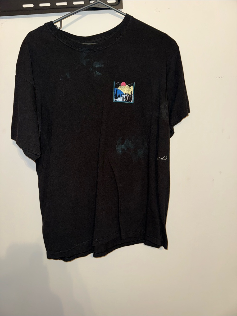 Black Graphic Mountain Pocket T-Shirt